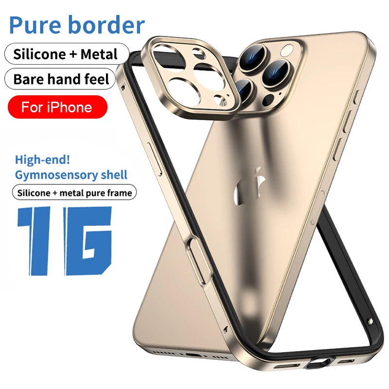 Metal Bumper Aluminum Frame Case - Camera Protection + Hybrid Silicone Frame