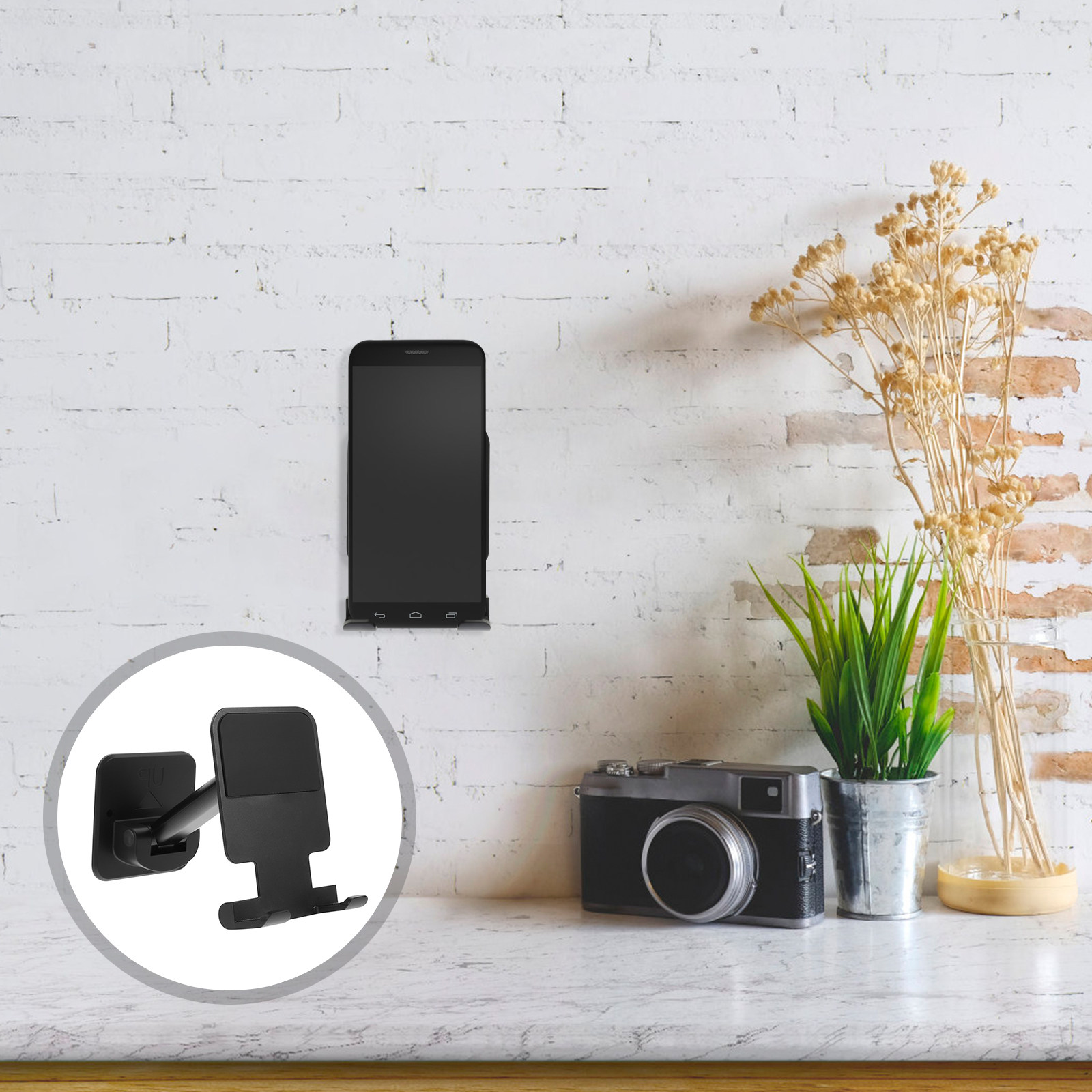 Phone Stands - Adhesive Wall Mount Phone Holder Foldable